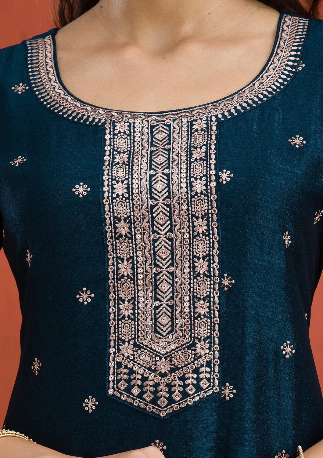 Image of CLAVINET Embroidered Kurta, Trouser /Pant & Dupatta Set