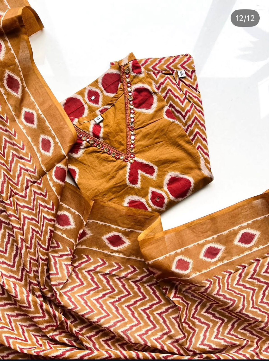 Image of FAB INN Printed Kurta, Trouser /Pant & Dupatta Set