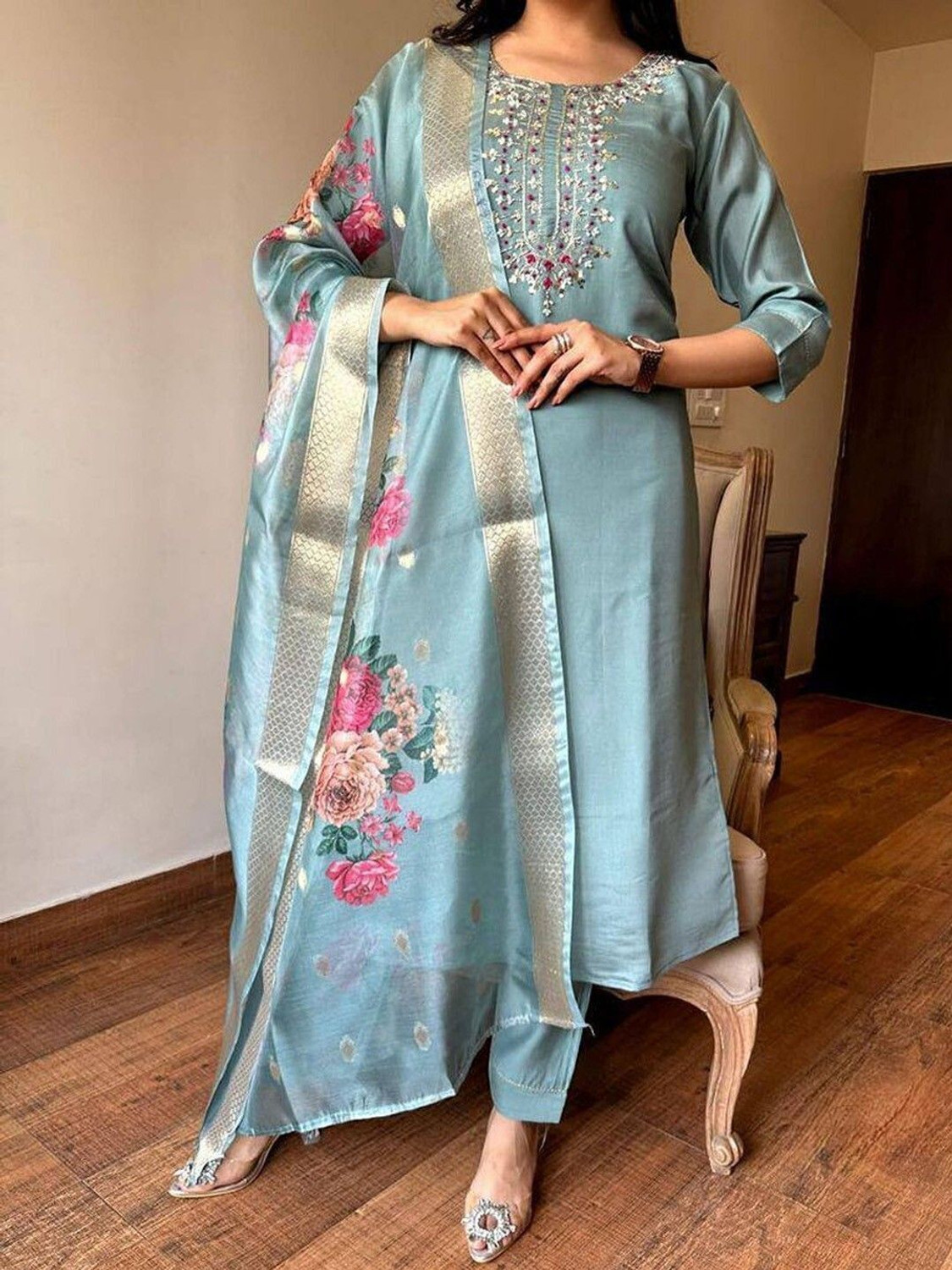 Image of Zinariya Fab Embroidered Kurta, Salwar & Dupatta Set