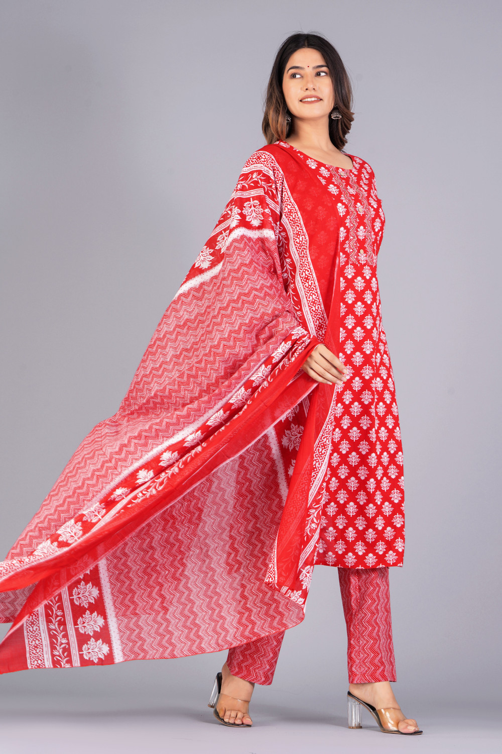 Image of Mishree collection Printed Kurta, Trouser /Pant & Dupatta Set
