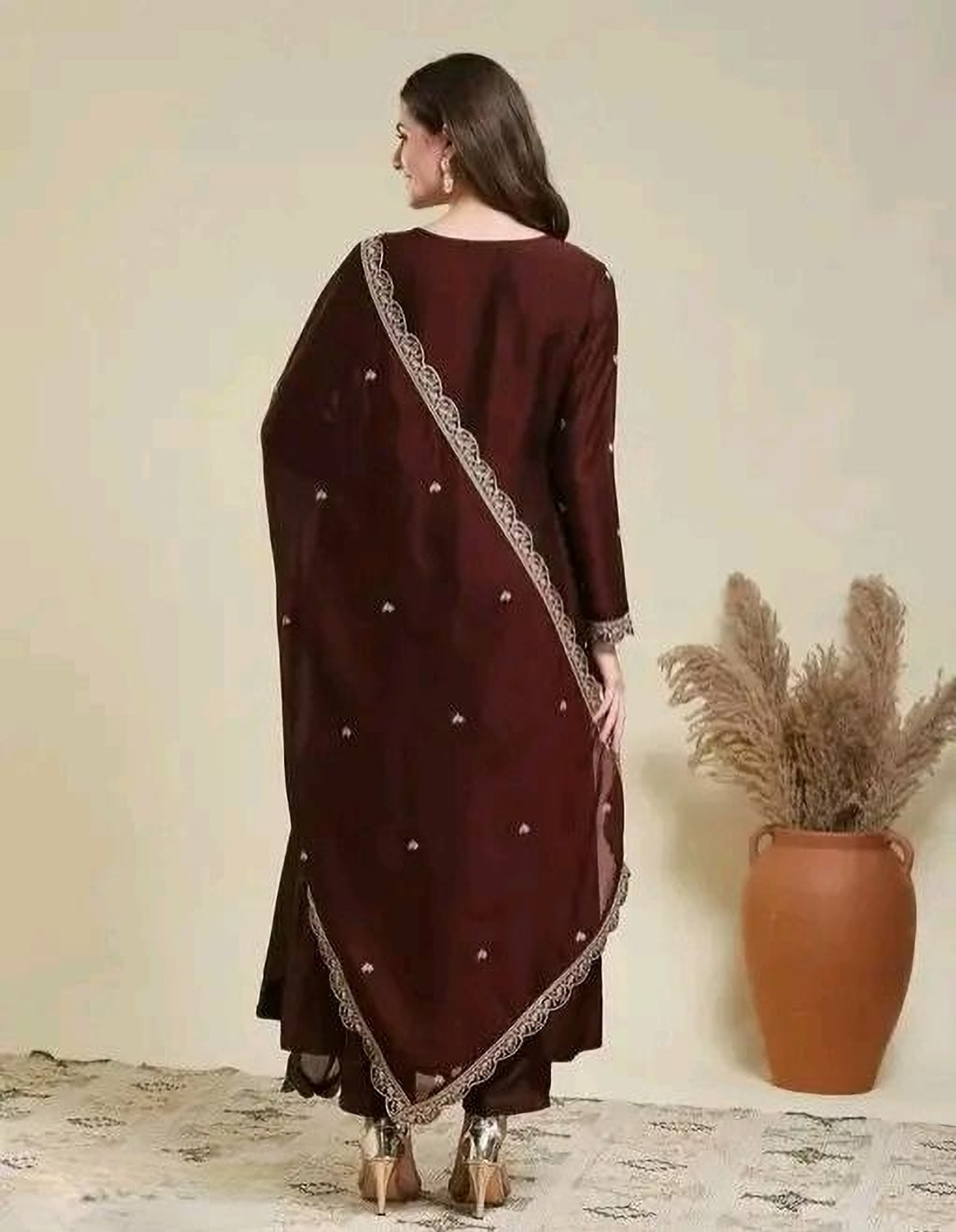 Image of SIDDHESHWAR CREATION Embroidered Anarkali Kurta, Bottom & Dupatta Set