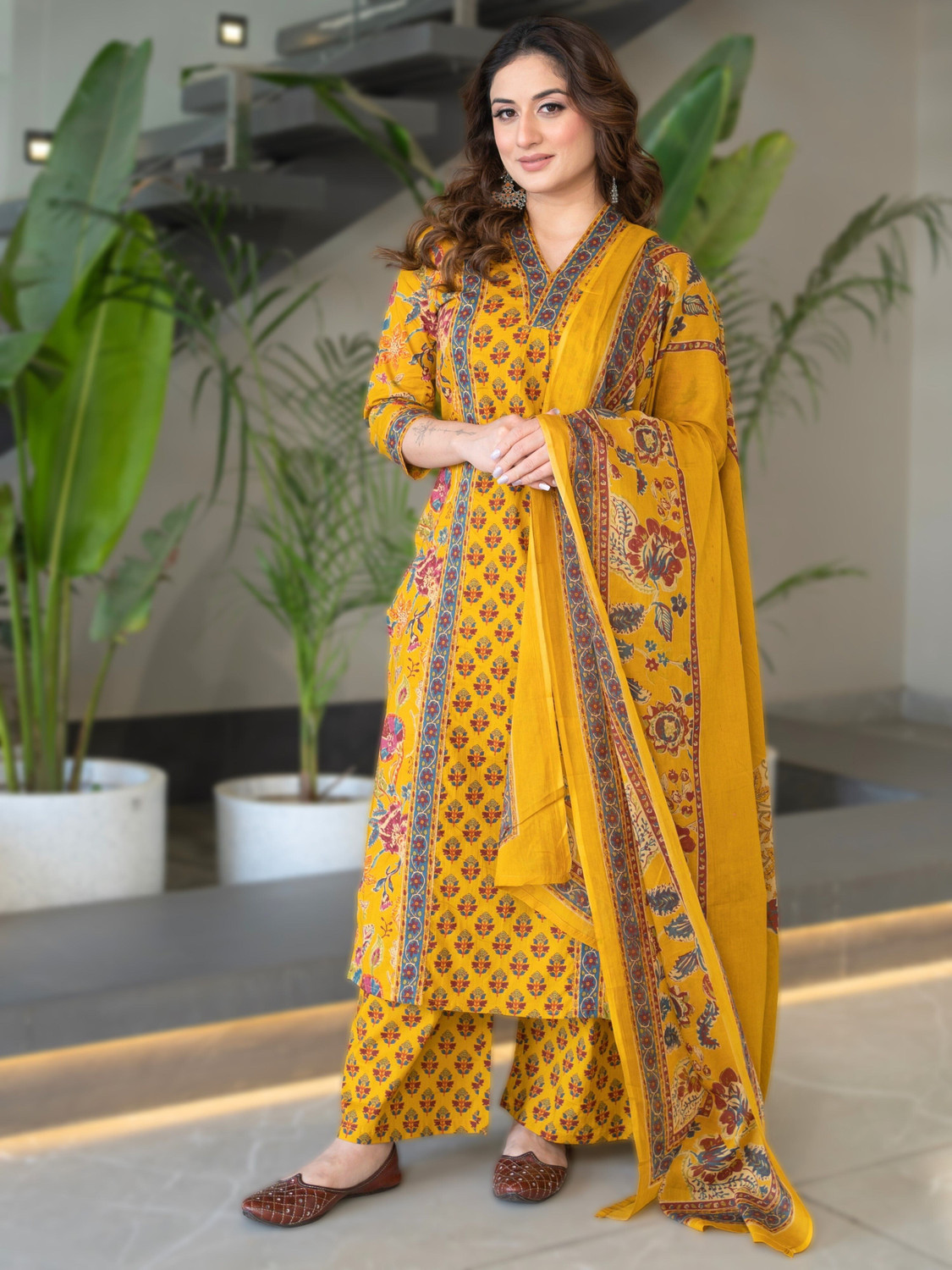 Arayna Printed Kurta, Palazzo & Dupatta Set