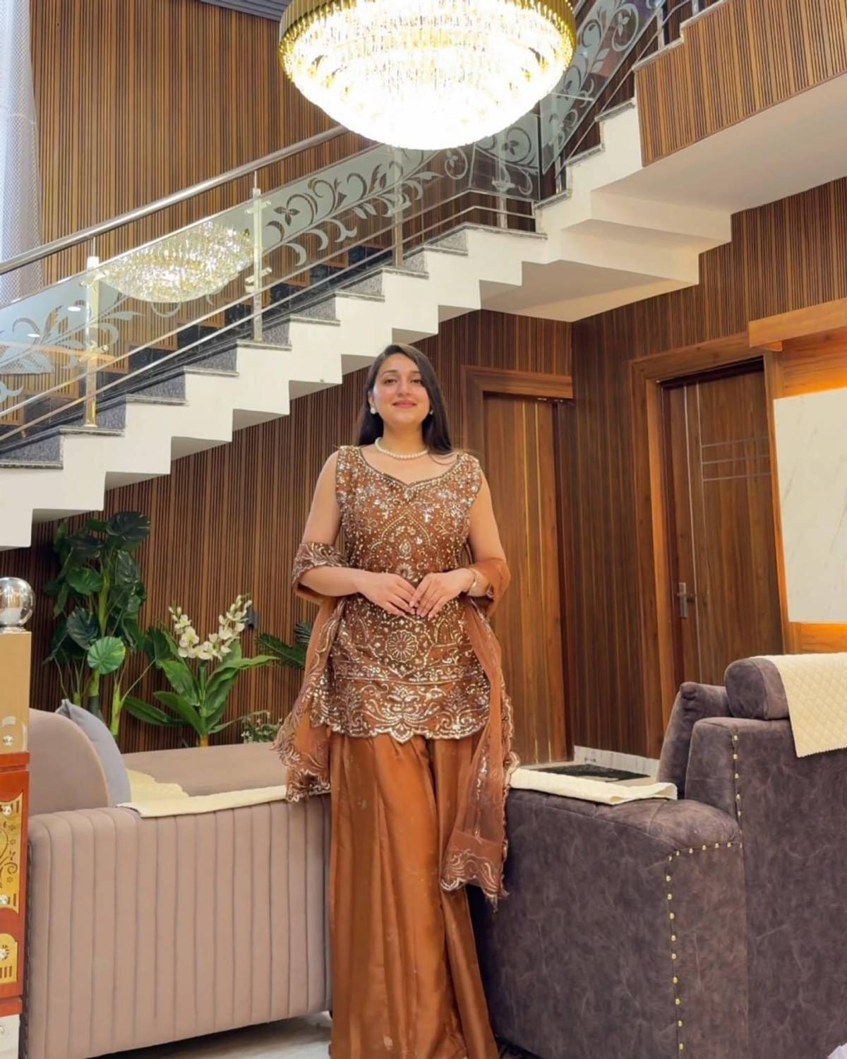 BYRI Embroidered Kurta, Palazzo & Dupatta Set