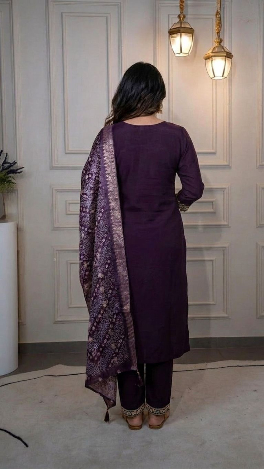 Image of Divastri Embroidered Kurta, Trouser /Pant & Dupatta Set