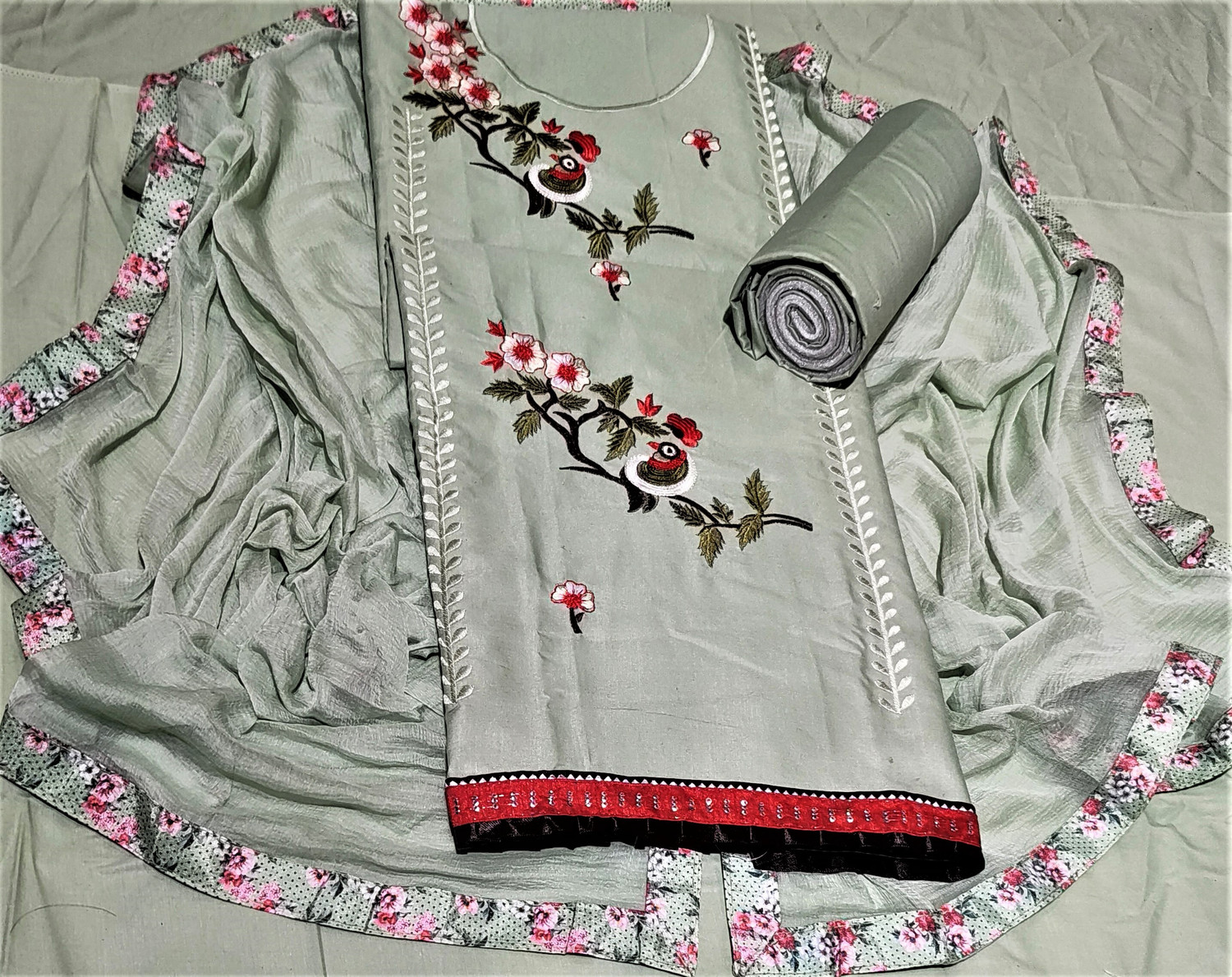 Image of NANDUVIKA Cotton Blend Embroidered Salwar Suit Material