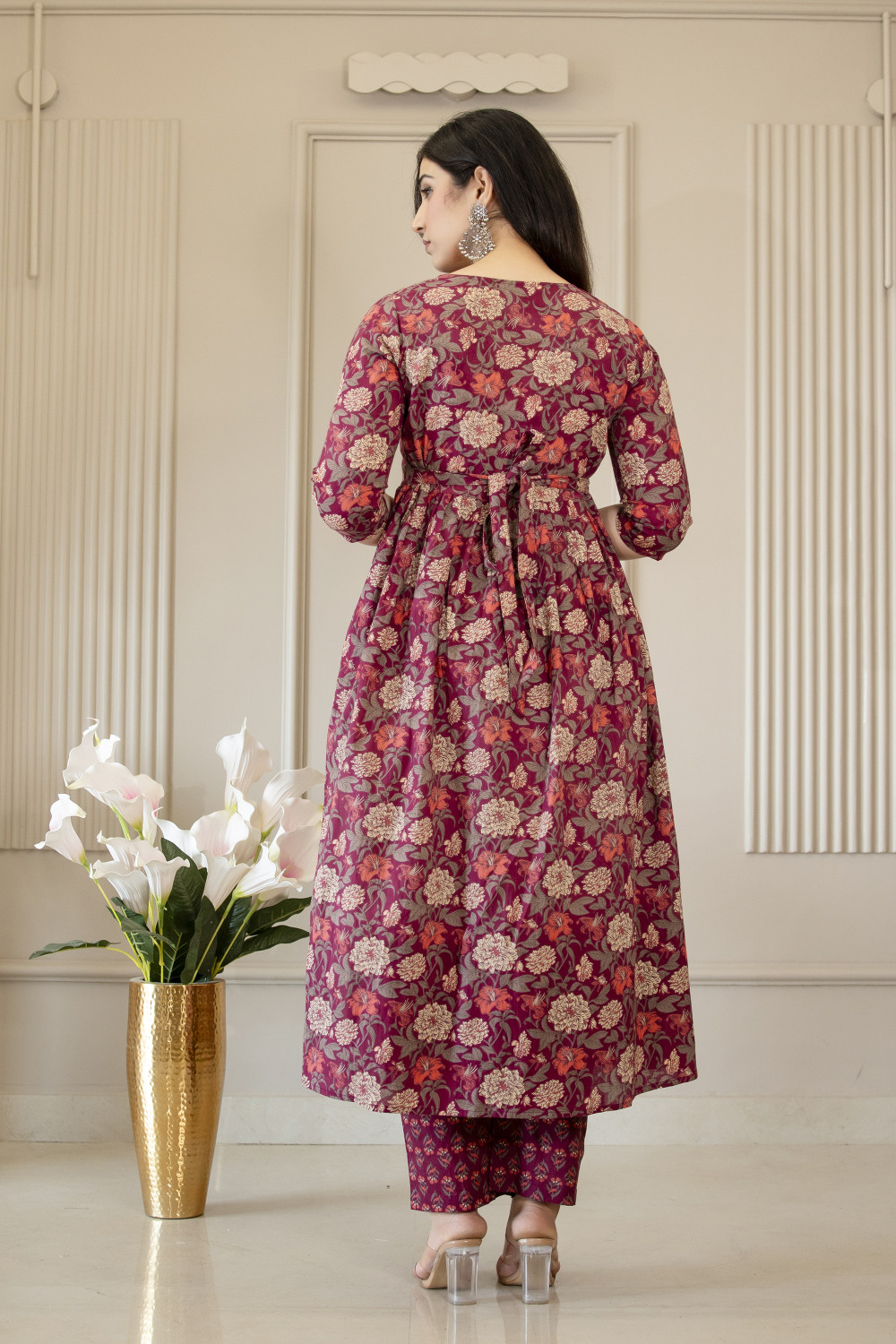 Image of KIMATERNITY Floral Print Kurta, Trouser /Pant & Dupatta Set