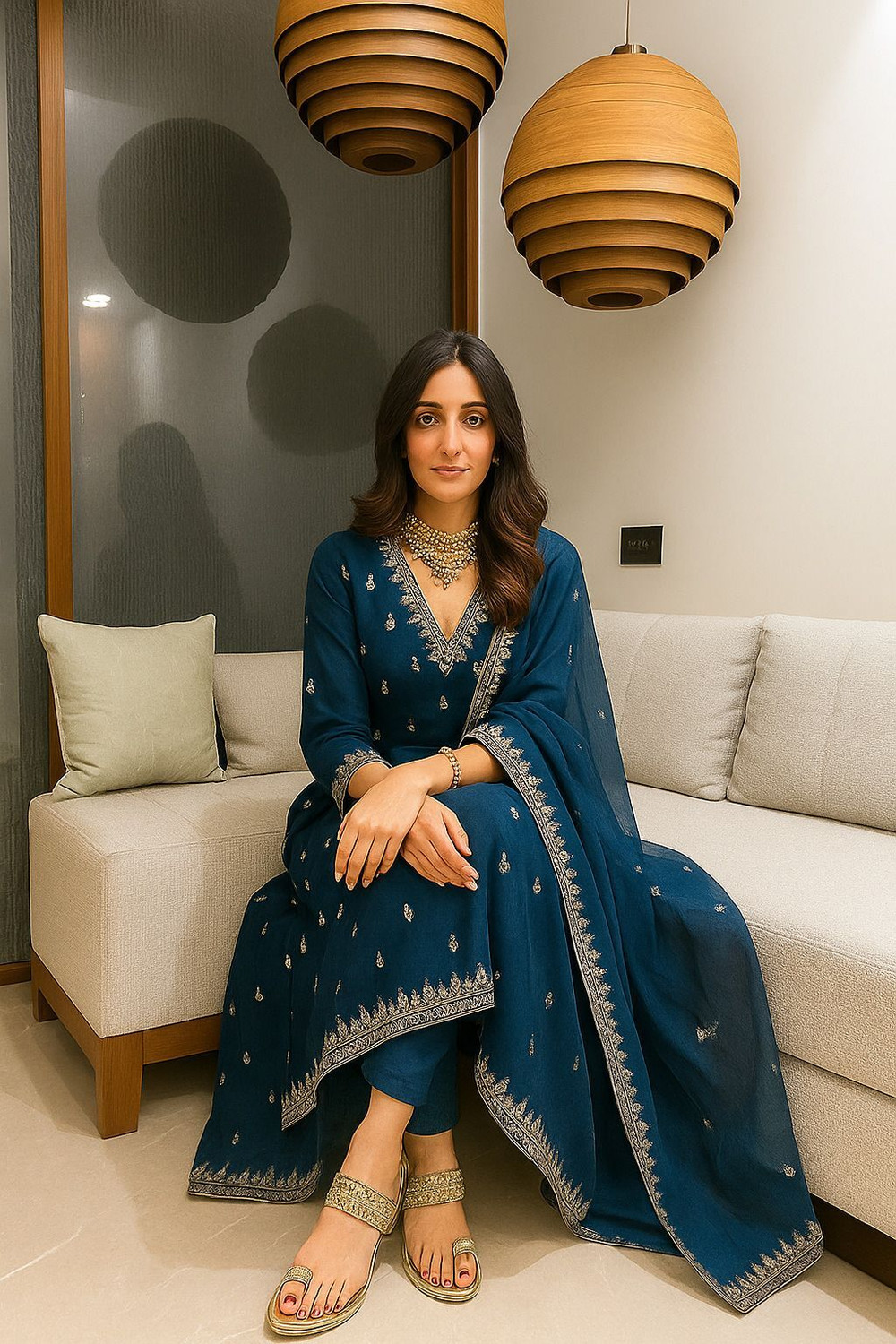 Image of freshbook Embroidered Kurta, Salwar & Dupatta Set