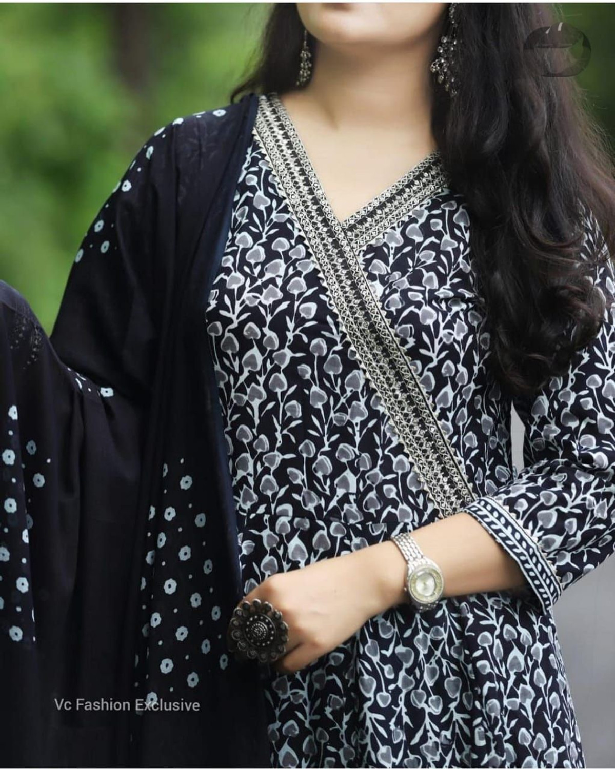 Image of KALYAN ENTERPRISES Printed Anarkali Kurta, Bottom & Dupatta Set