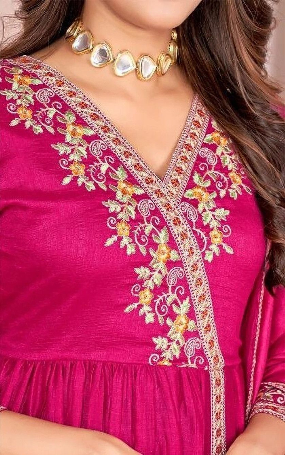 Image of P Three Pluse Embroidered Kurta, Palazzo & Dupatta Set