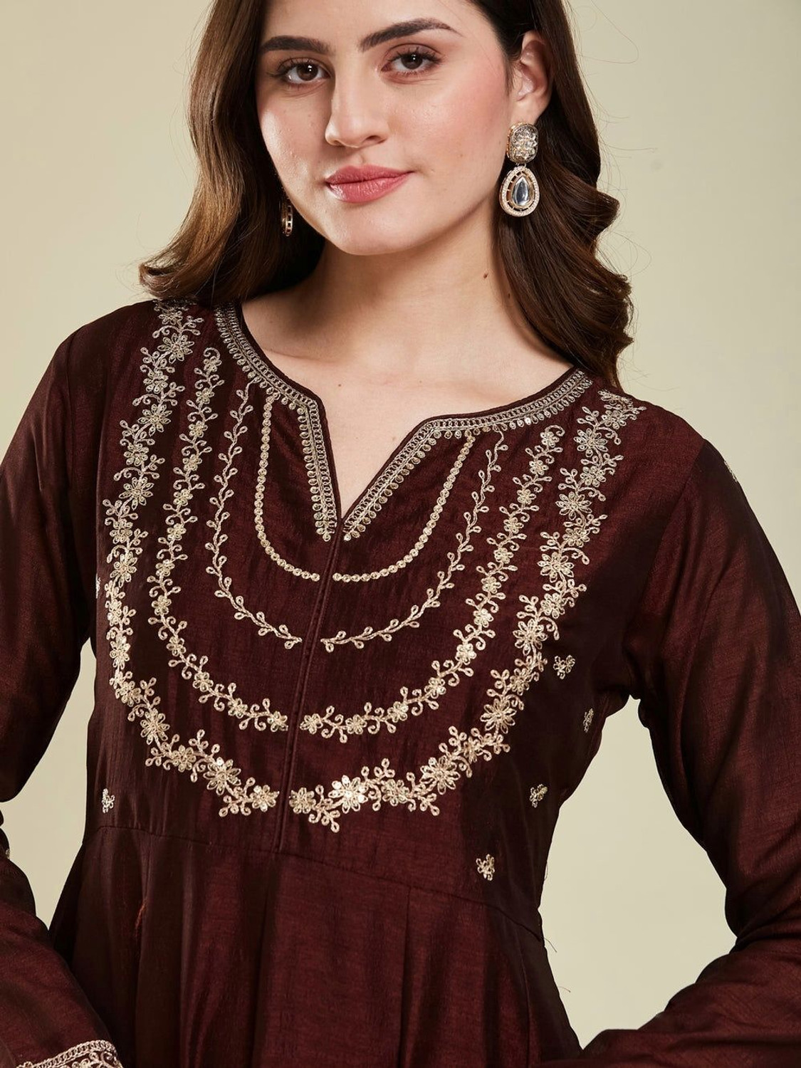 Image of SIDDHESHWAR CREATION Embroidered Anarkali Kurta, Bottom & Dupatta Set