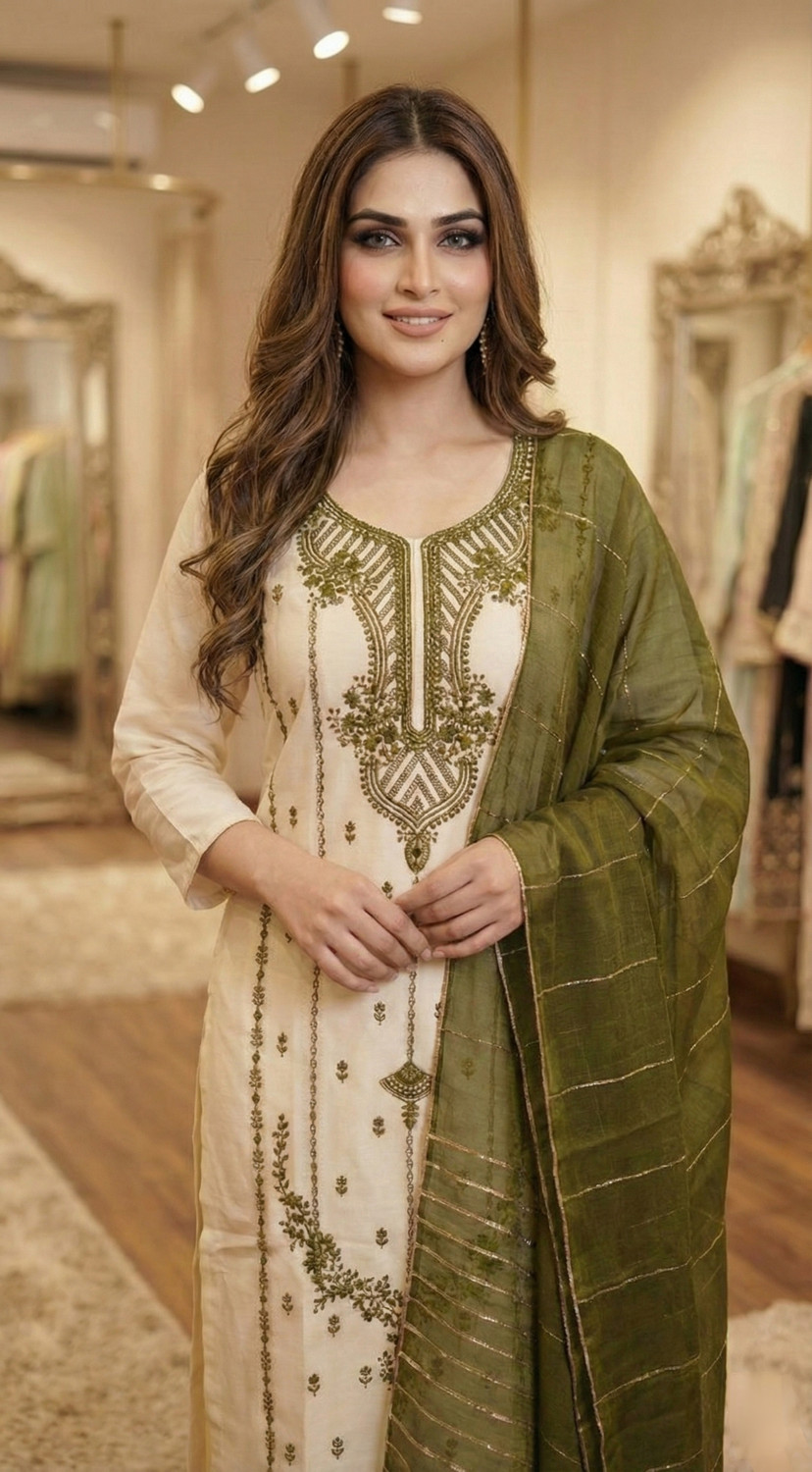 Image of EVANORA Women Kurta Pant Dupatta Set