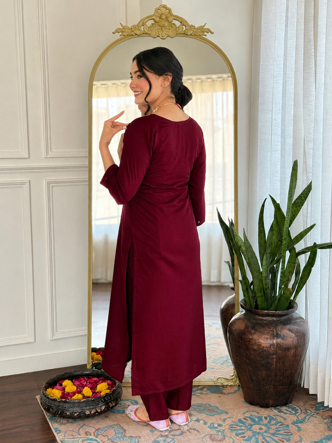 Image of SHYAM BANSI Embroidered Kurta, Trouser /Pant & Dupatta Set