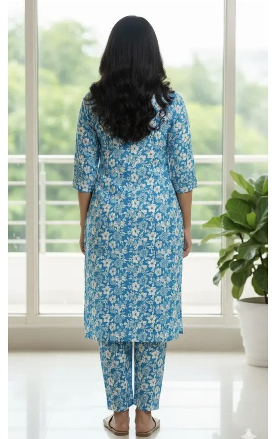 Image of ANSARCLOTHES Floral Print Kurta, Palazzo & Dupatta Set