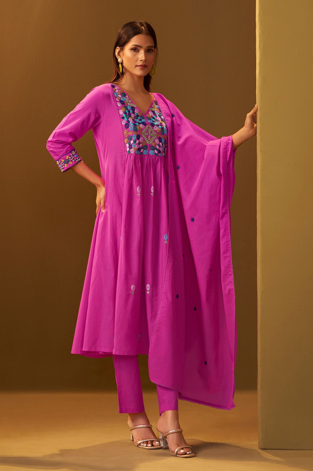 Image of Tasrika Embroidered Kurta, Trouser /Pant & Dupatta Set