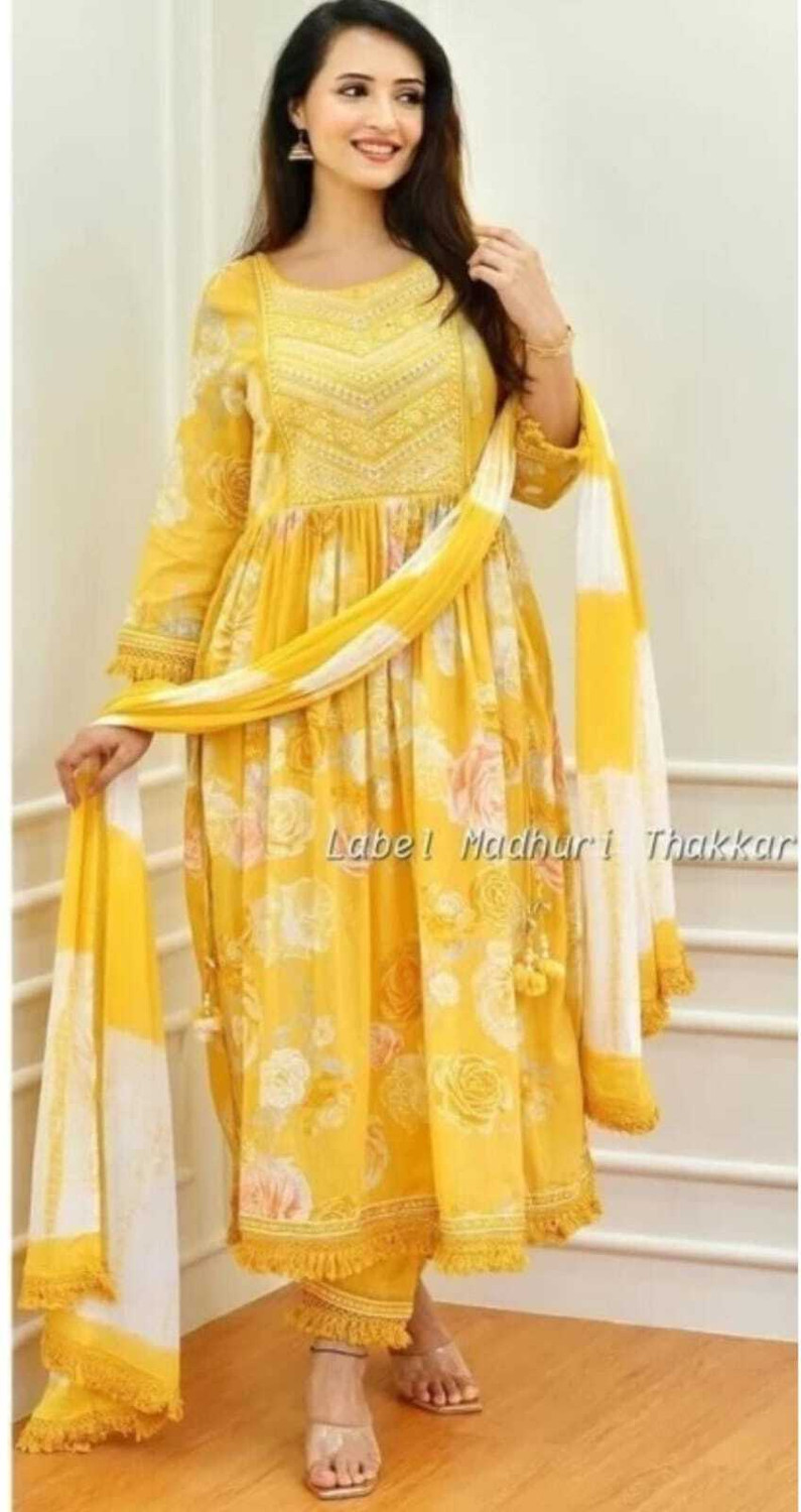 Image of AF ASHA FABRICS Printed Kurta, Salwar & Dupatta Set