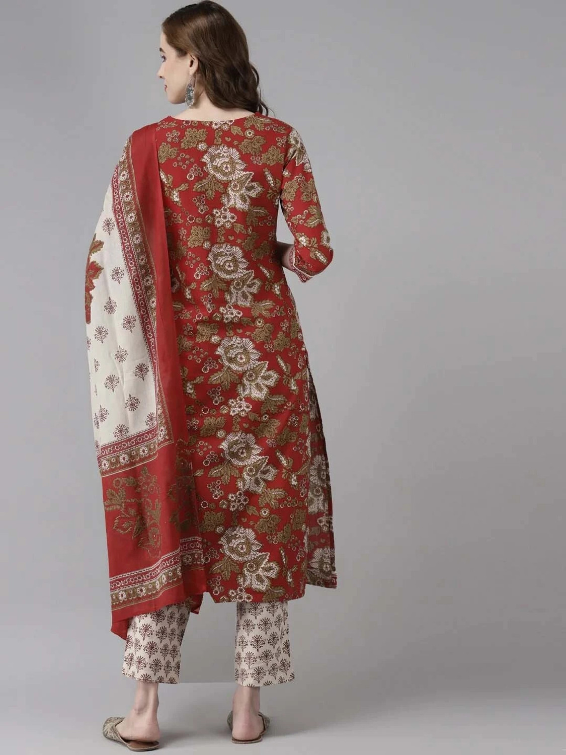 Image of sky fab Printed Kurta, Trouser /Pant & Dupatta Set