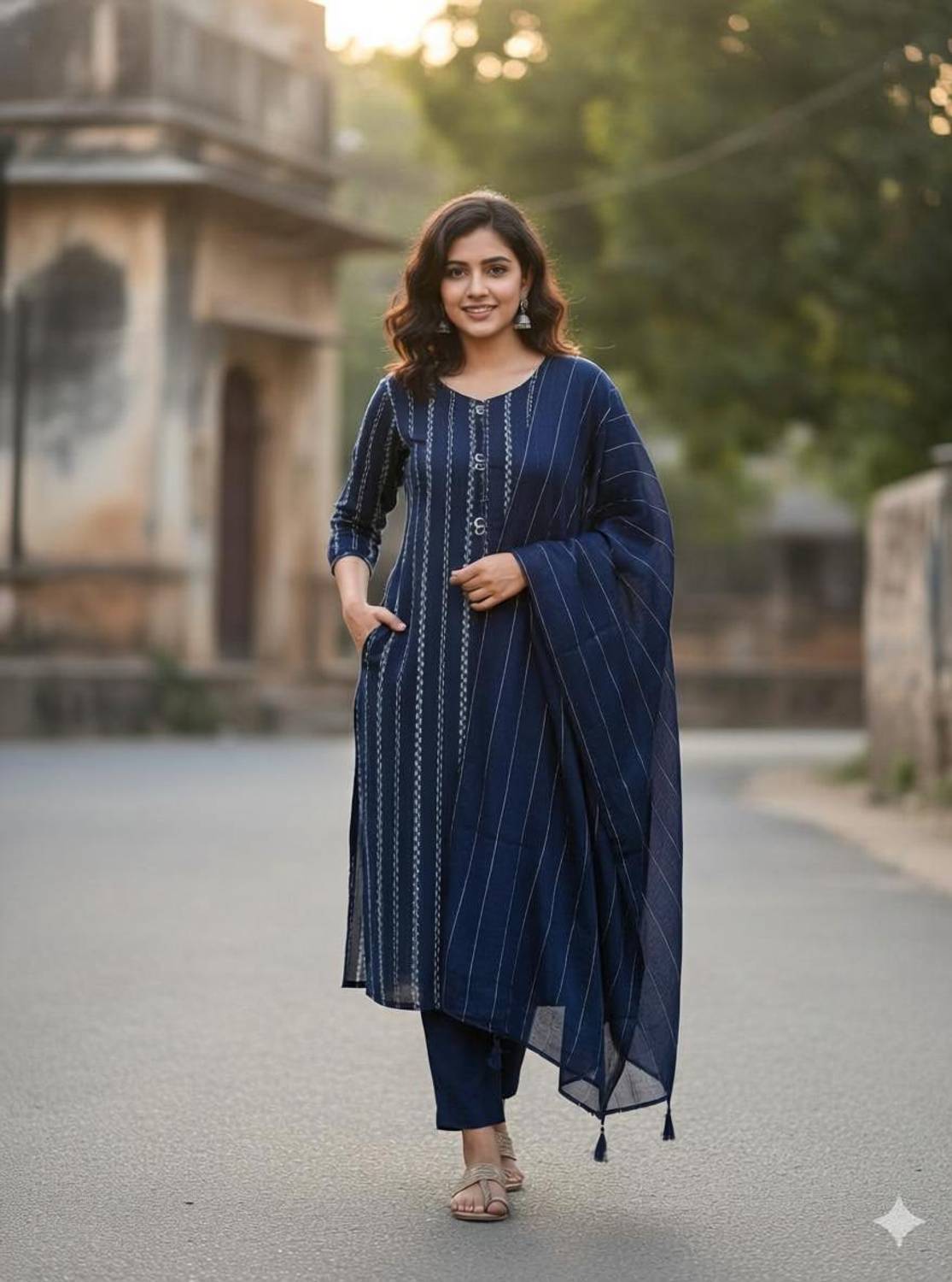 Get smart wear Alliance Embroidered Kurta, Trouser/Pant & Dupatta...mo