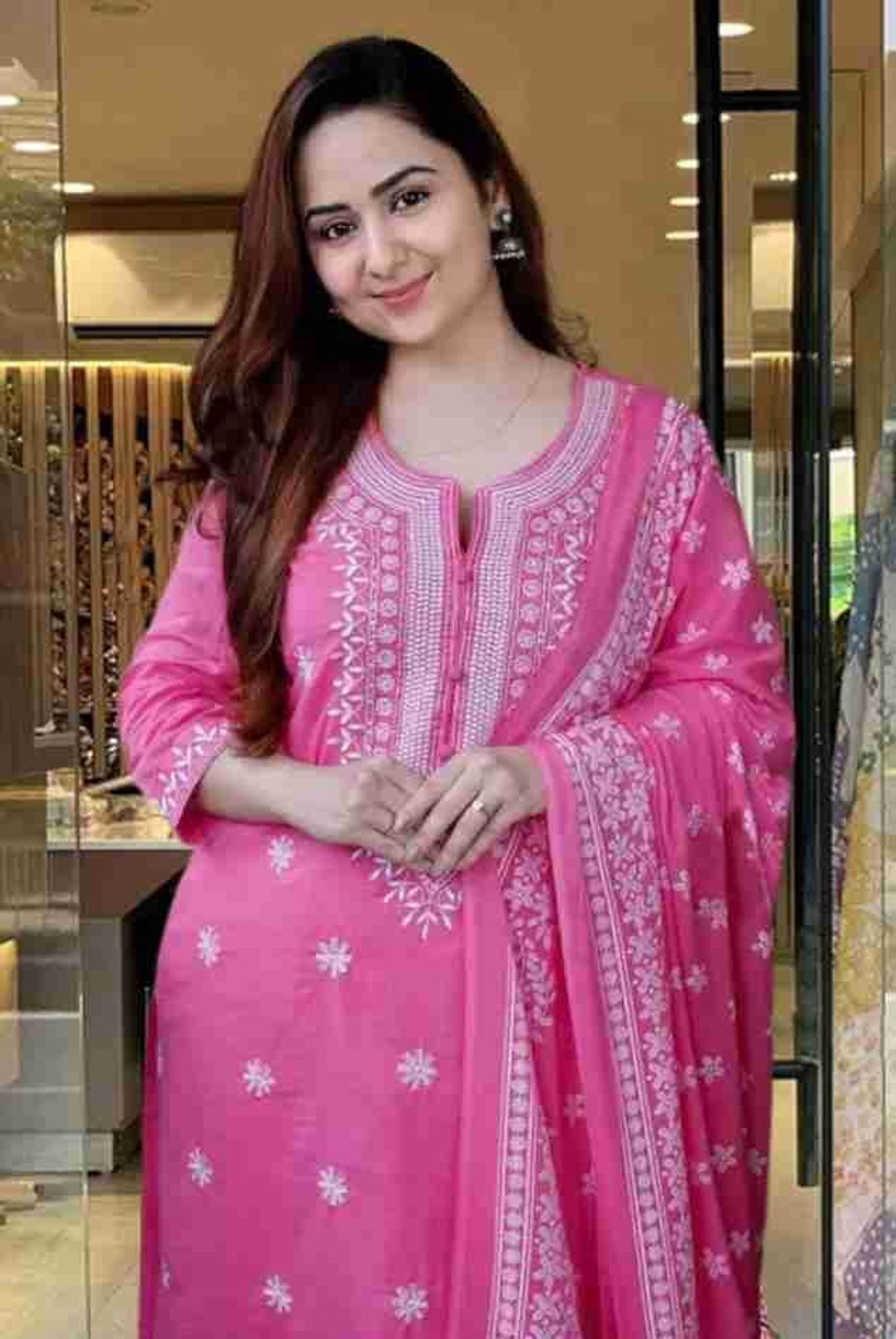 Image of Aditi Tex Fab Printed Kurta, Trouser /Pant & Dupatta Set