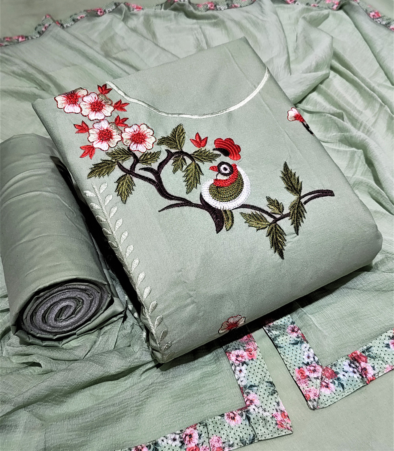 Image of NANDUVIKA Cotton Blend Embroidered Salwar Suit Material