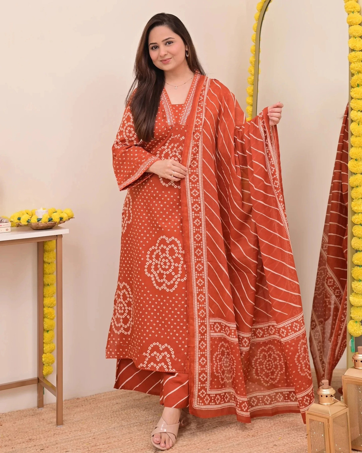 Image of KBZ Printed Kurta, Palazzo & Dupatta Set