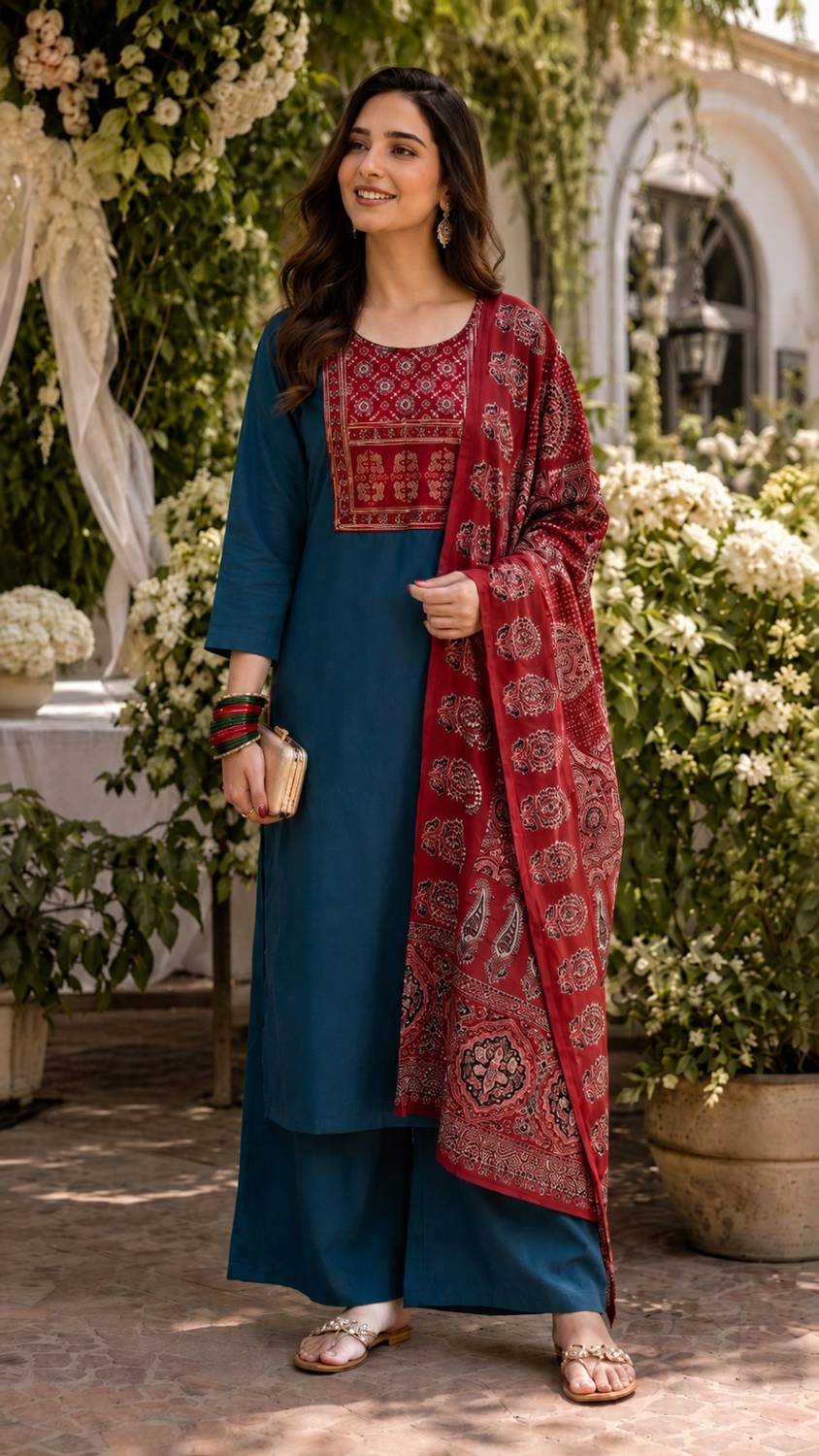 Kimakshi Printed Kurta, Trouser/Pant & Dupatta Set