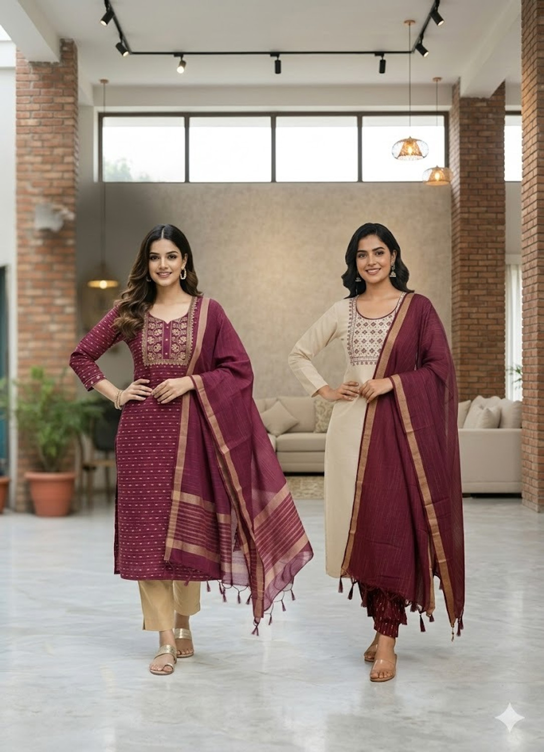 Image of Shefair Embroidered Kurta, Trouser /Pant & Dupatta Set