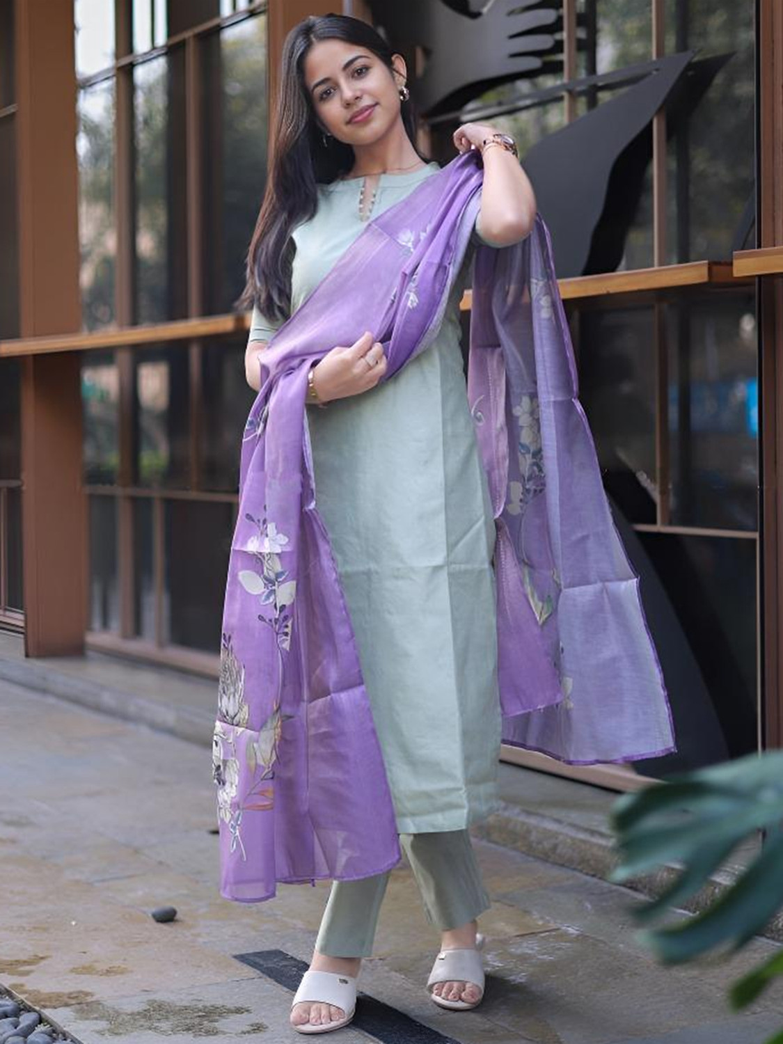 Image of Sun Fashion And Lifestyle Solid Kurta, Salwar & Dupatta Set