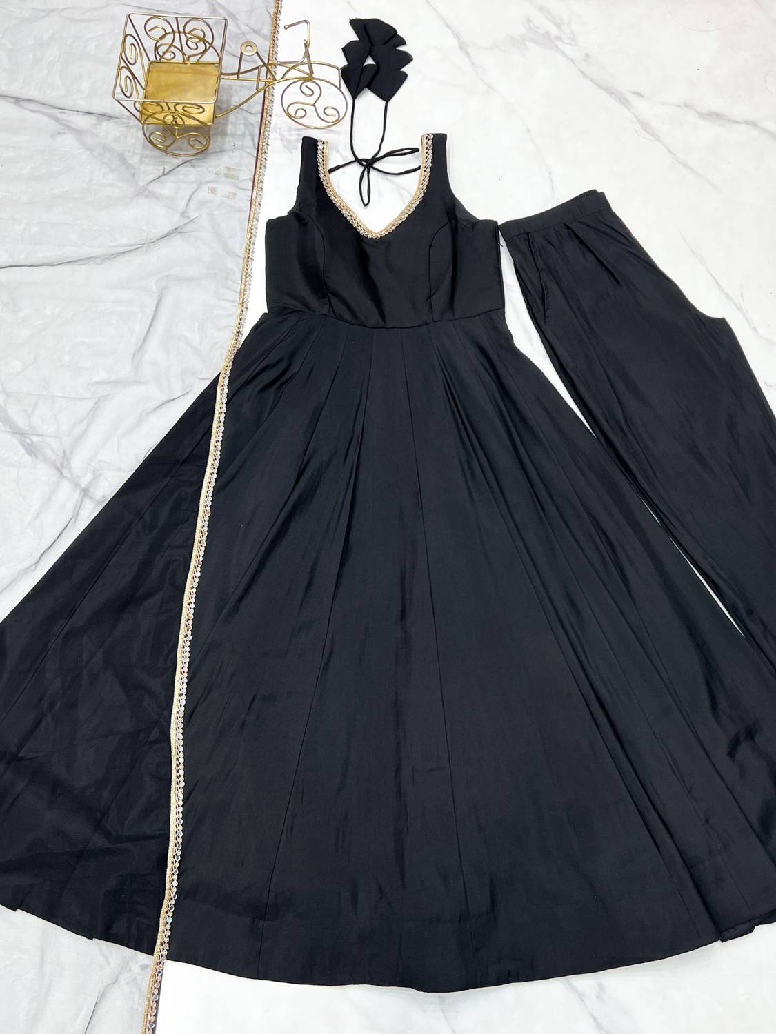 CULTISE Solid, Embellished Anarkali Kurta Set - Image 1