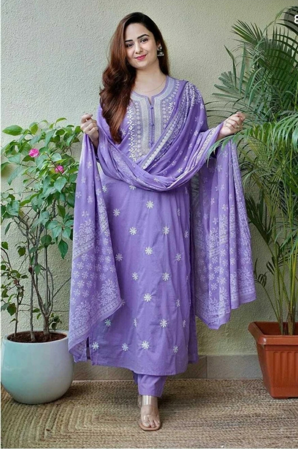 Image of AFREEN FASHION Printed Kurta, Trouser /Pant & Dupatta Set