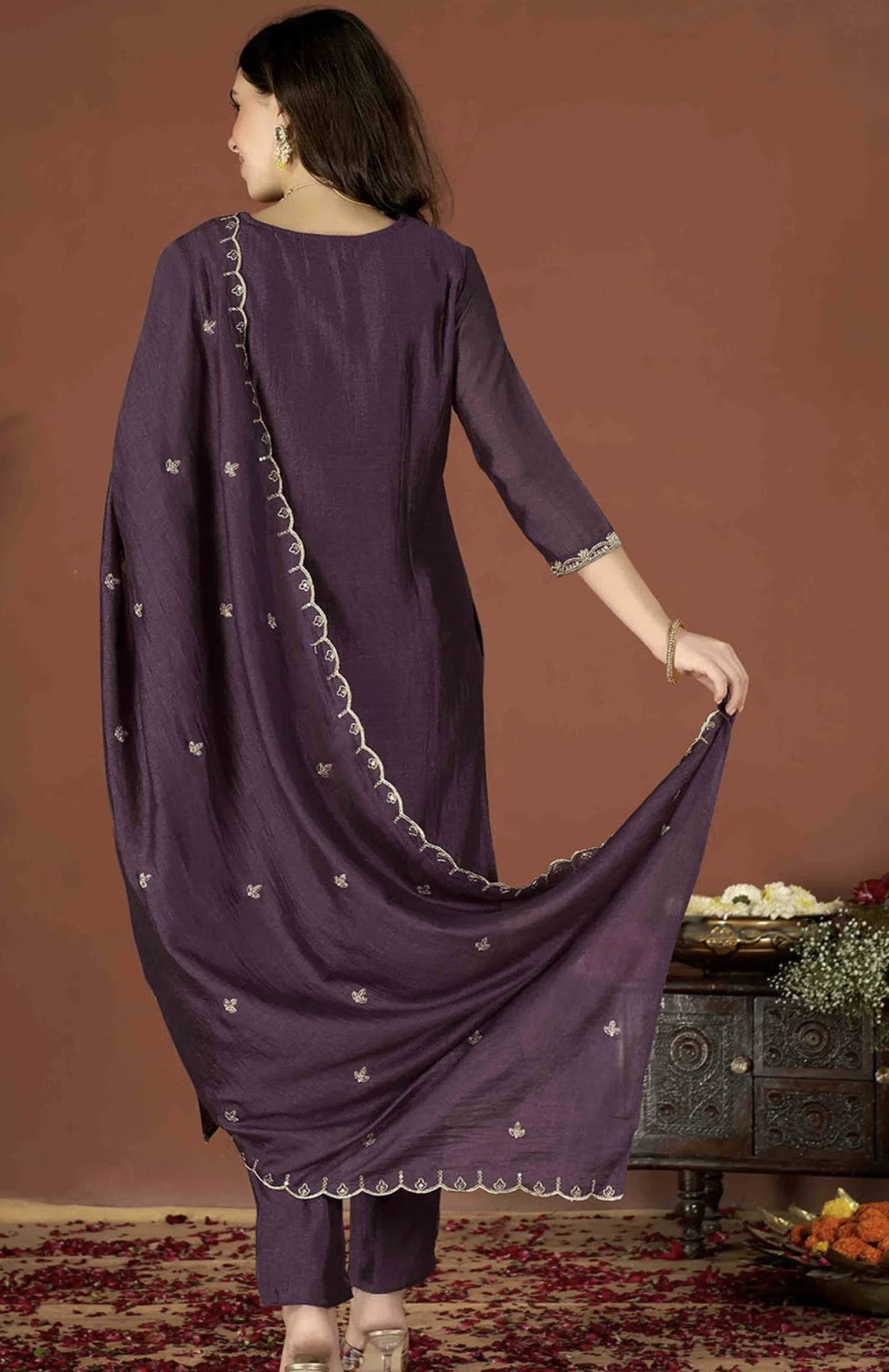 Image of Prasha Fashion Embroidered Kurta, Trouser /Pant & Dupatta Set