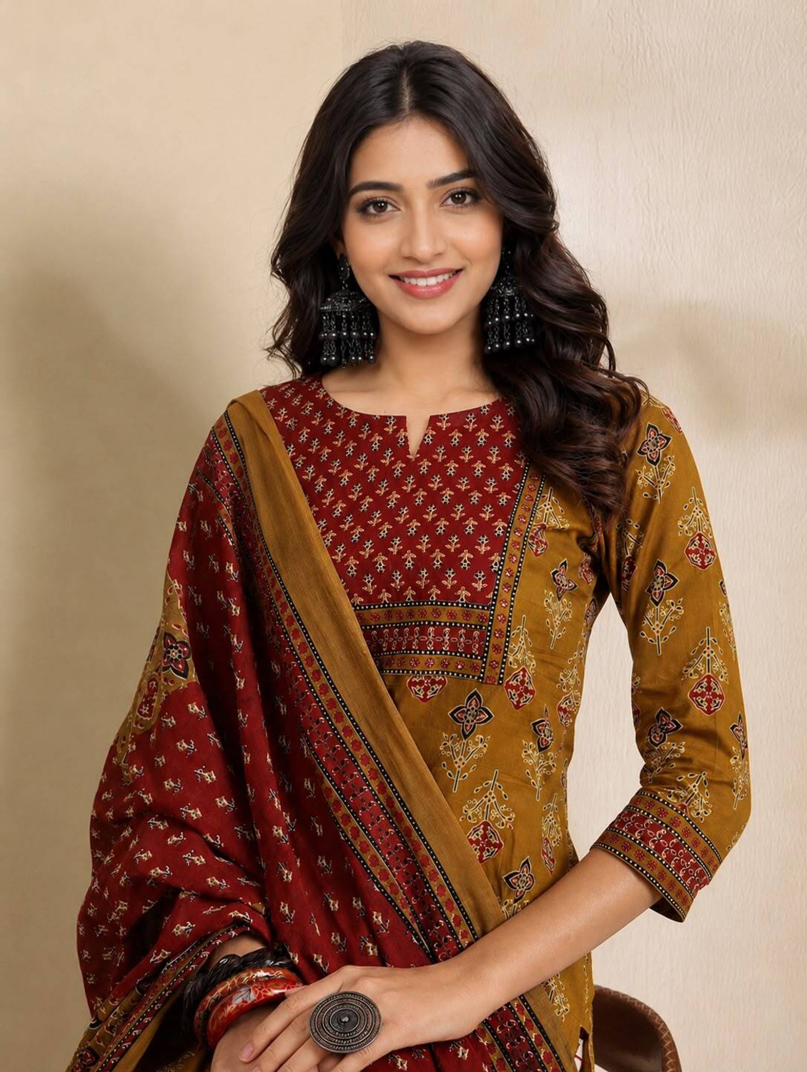 Image of SSART Printed Kurta, Trouser /Pant & Dupatta Set