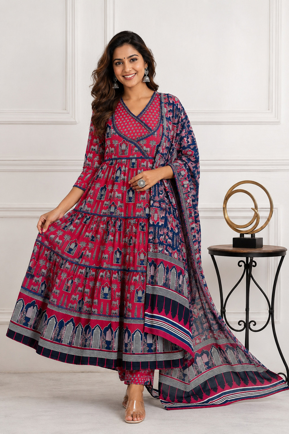 Image of ARMH LIFESTYLE Printed Kurta, Palazzo & Dupatta Set