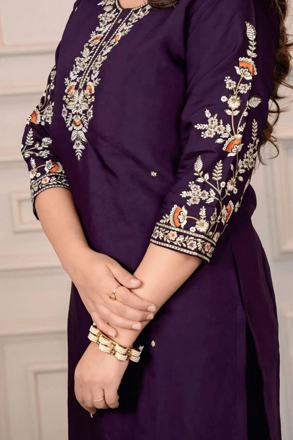 Image of Divastri Embroidered Kurta, Trouser /Pant & Dupatta Set