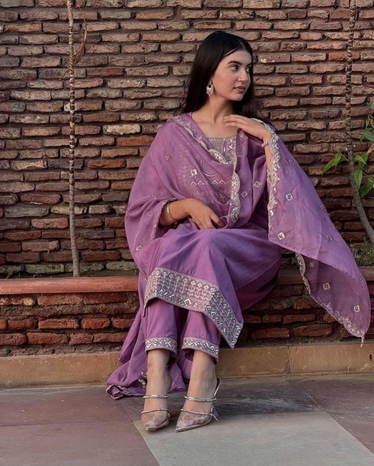 Image of KACHIBA Embroidered Kurta, Trouser /Pant & Dupatta Set