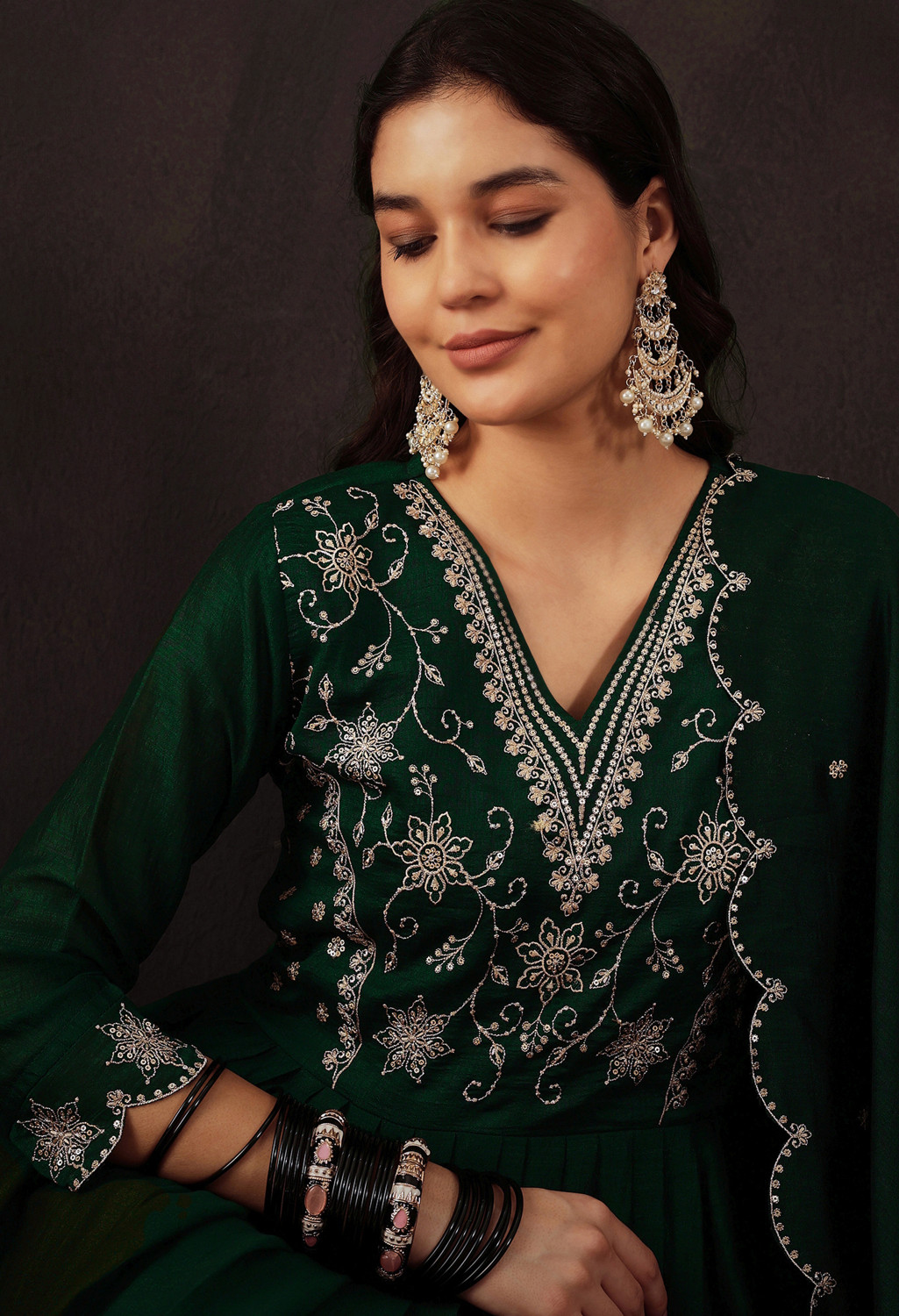 Image of SheWill Embroidered Kurta, Trouser /Pant & Dupatta Set