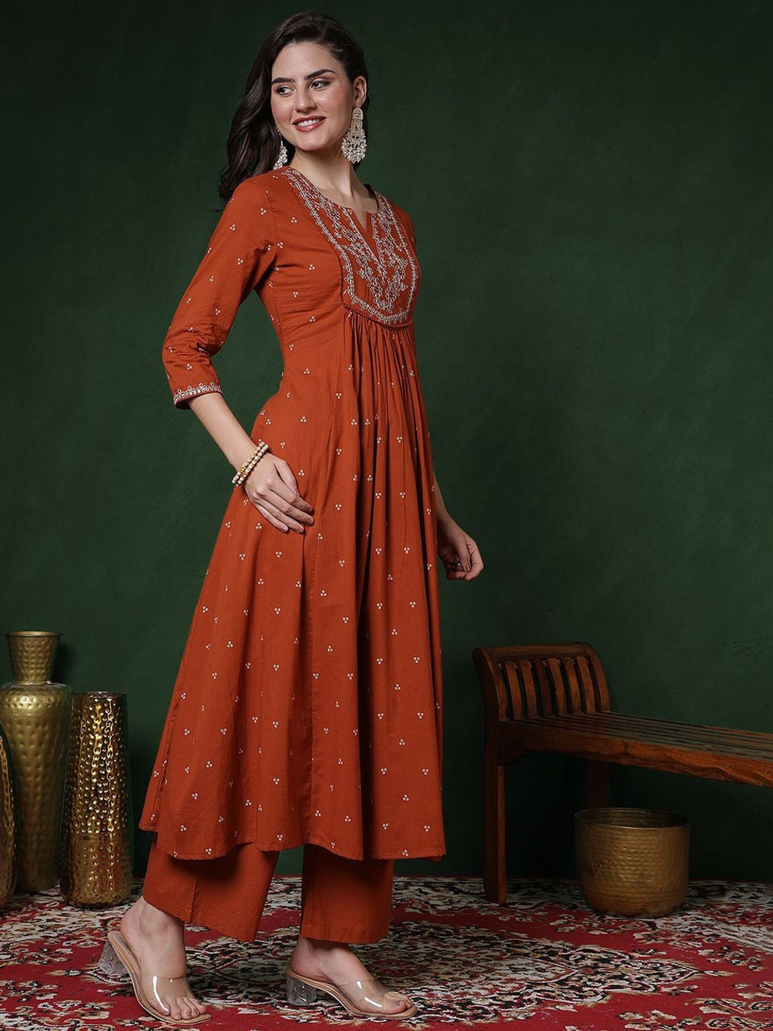 Image of Pehnura Embroidered Anarkali Kurta, Bottom & Dupatta Set