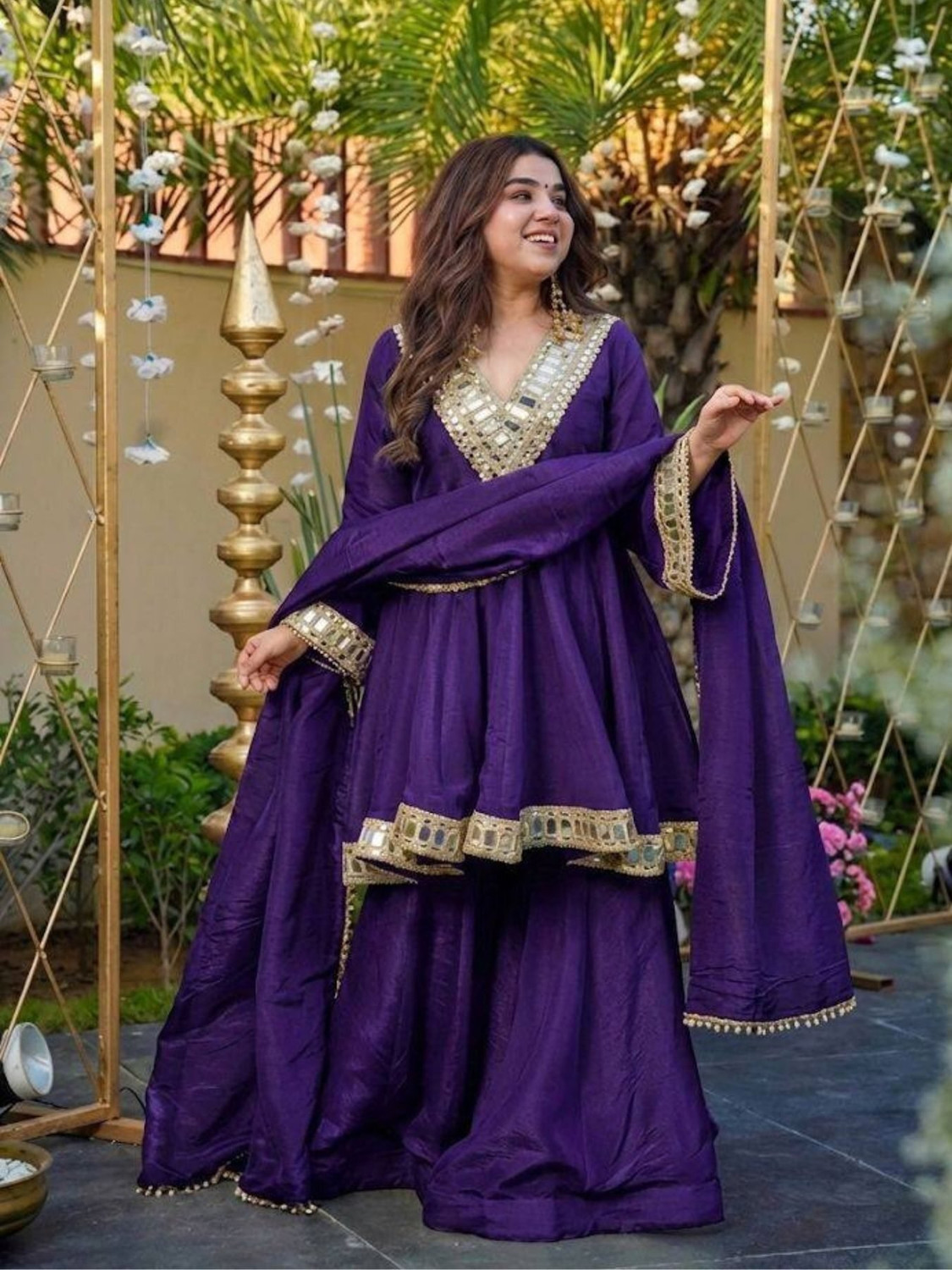 Image of heer tex Embroidered Kurta, Sharara & Dupatta Set