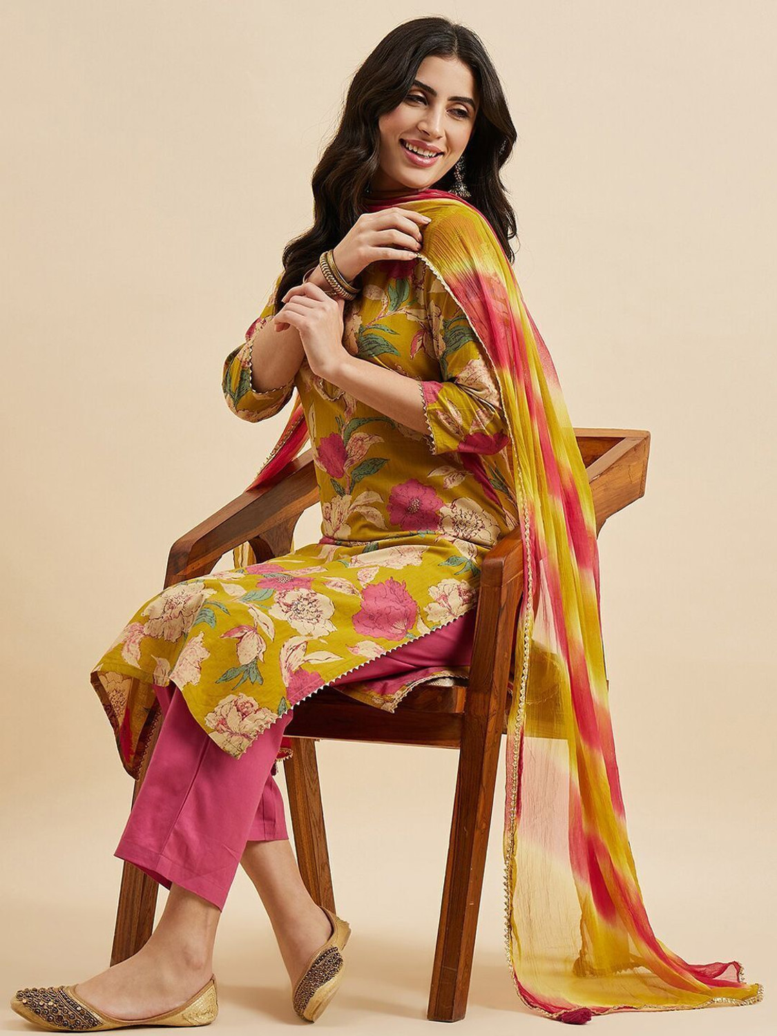 Image of PSCHOICE Women Kurti Pant Dupatta Set