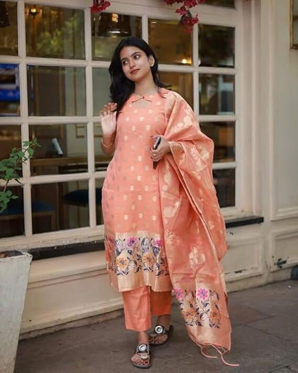 Image of Silk Bliss Self Design Kurta, Salwar & Dupatta Set