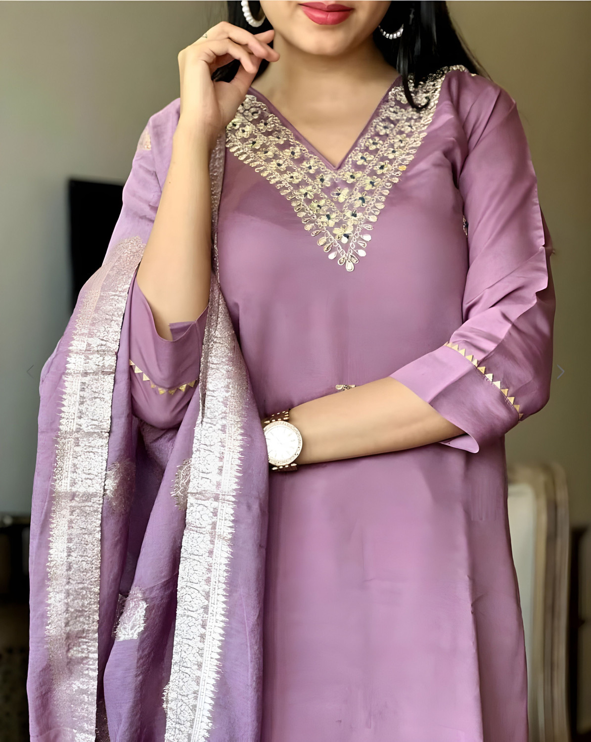 Image of Aksa Fashion Embroidered Kurta, Trouser /Pant & Dupatta Set