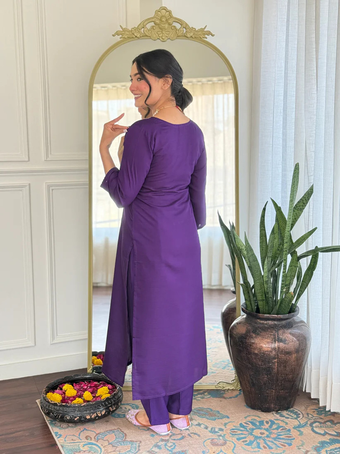 Image of SHYAM BANSI Embroidered Kurta, Trouser /Pant & Dupatta Set