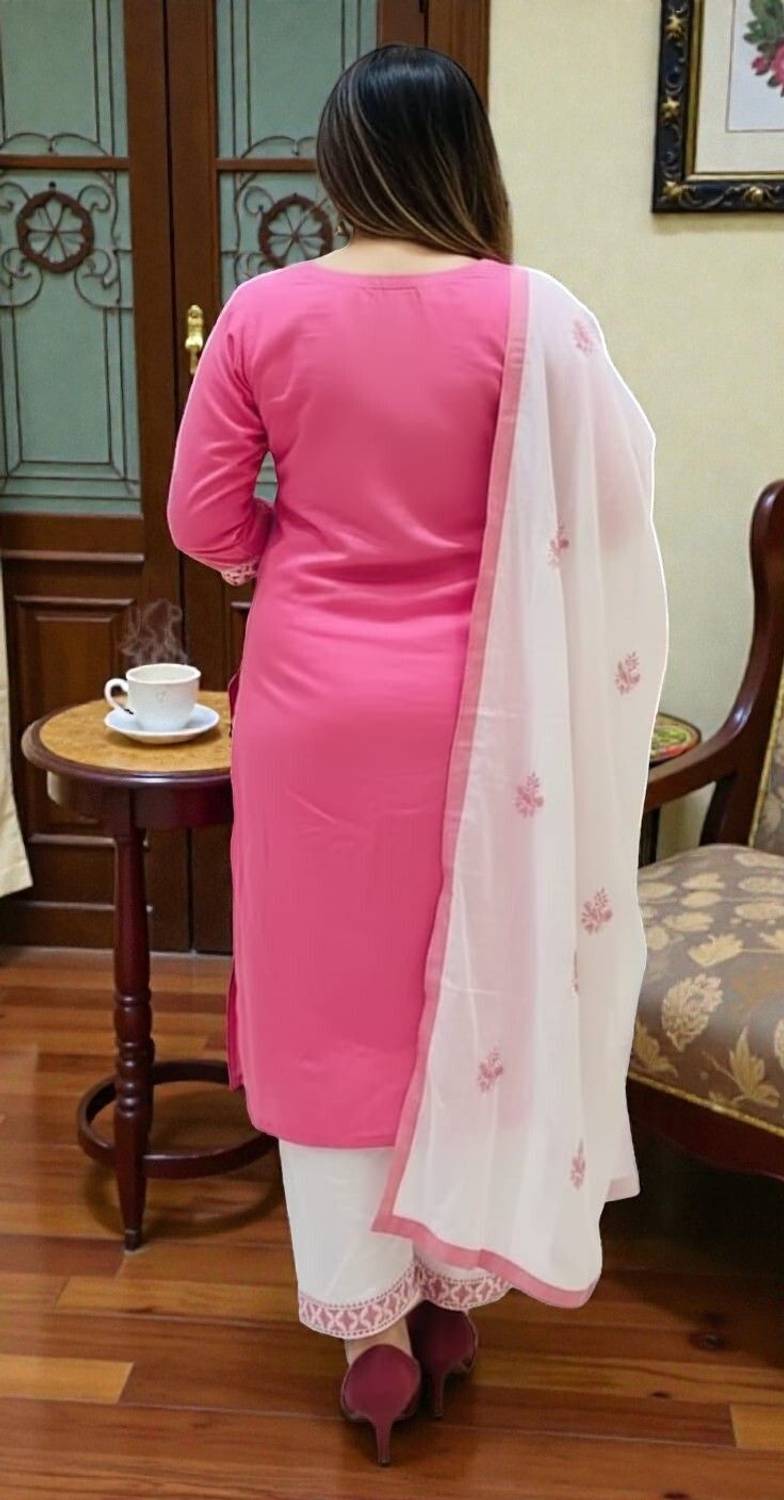 Pihu Embroidered Kurta, Salwar & Dupatta Set - Image 2