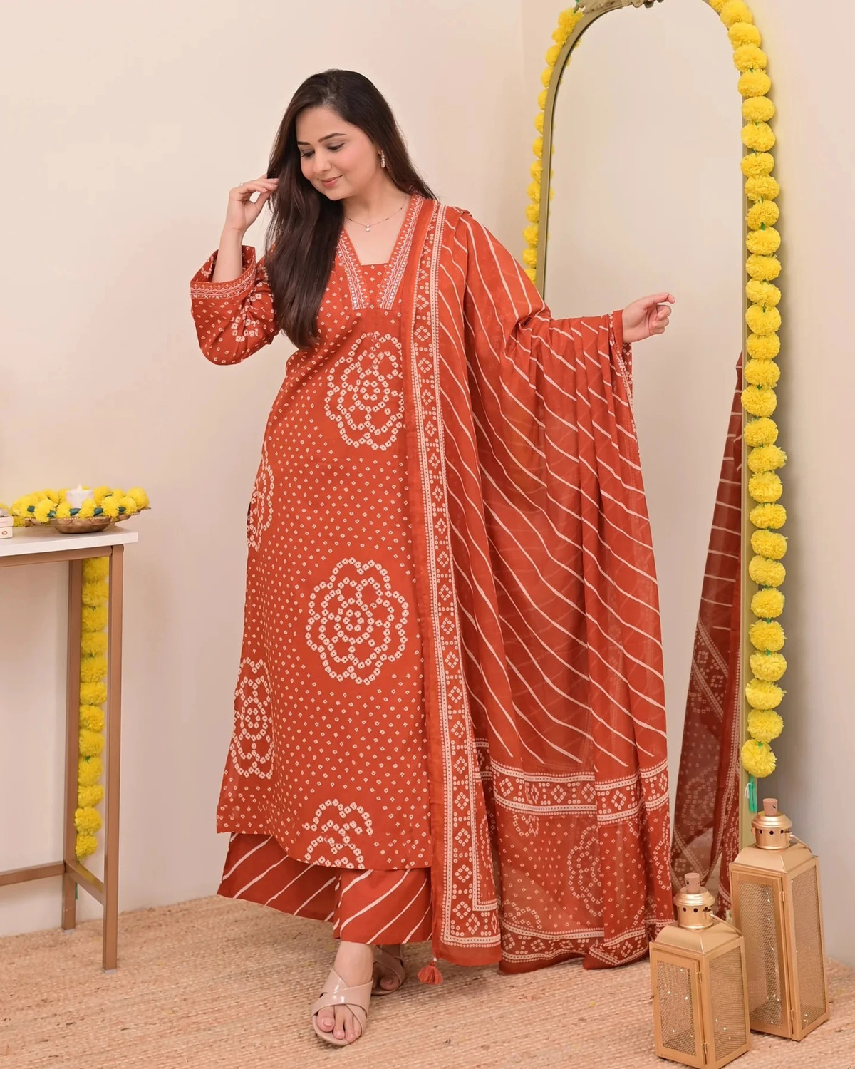 Image of KBZ Printed Kurta, Palazzo & Dupatta Set