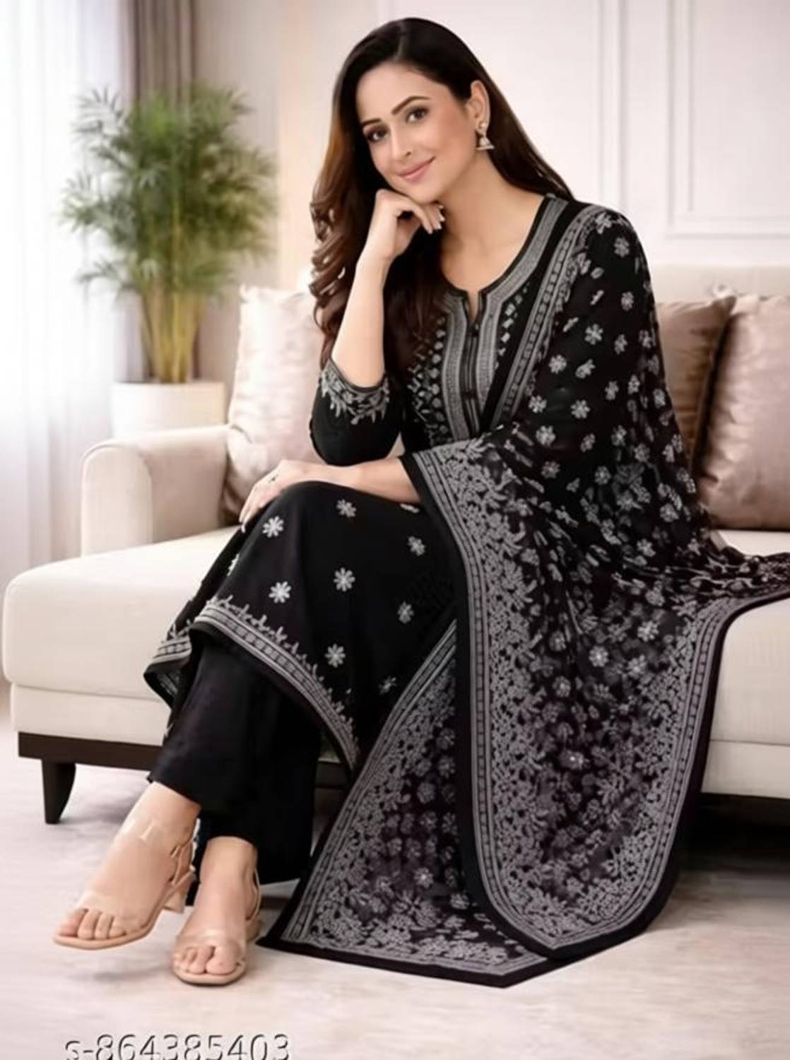 AparnaApparel Embroidered Kurta, Trouser/Pant & Dupatta Set