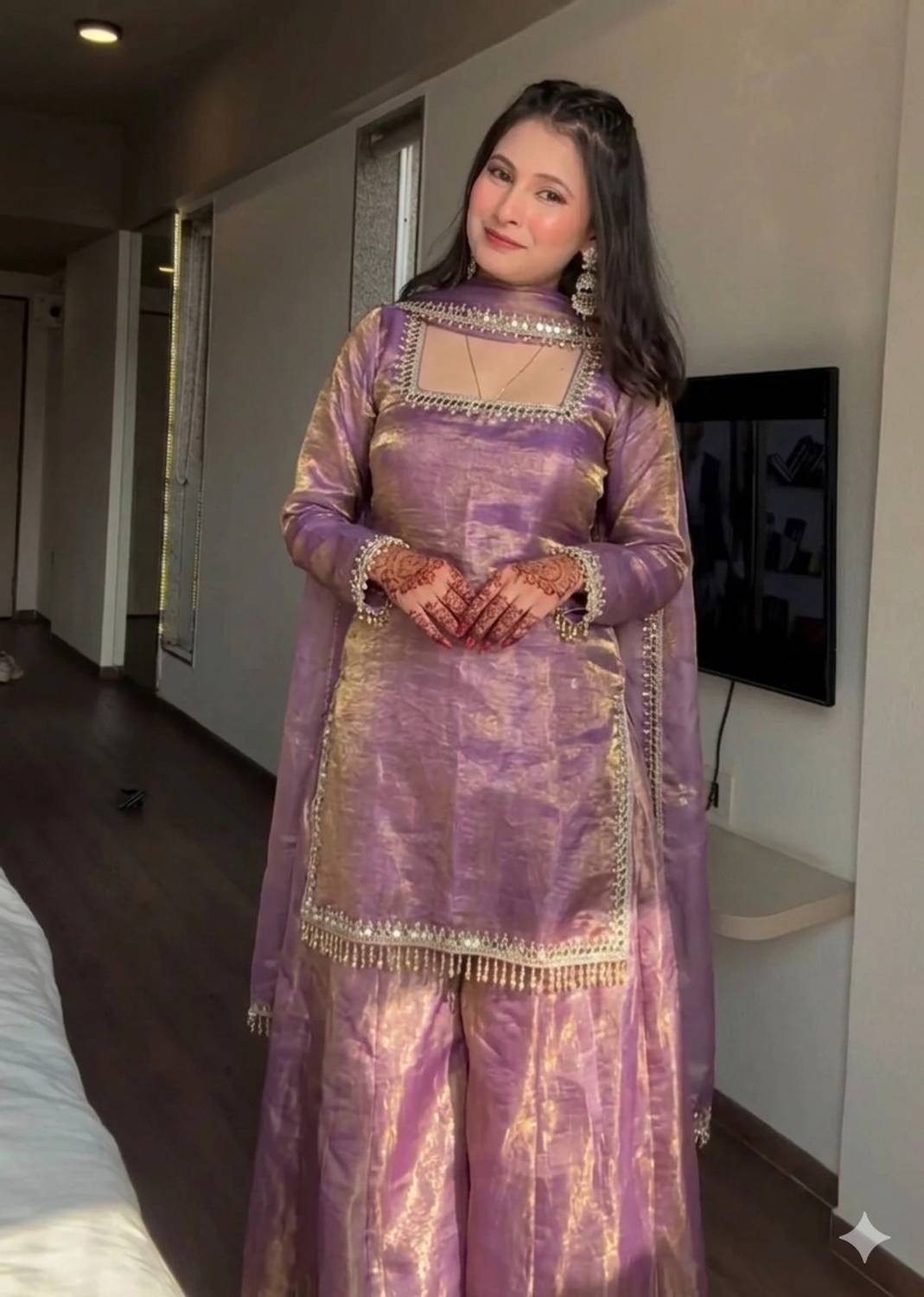 SHARARA Embellished Kurta, Sharara & Dupatta Set
