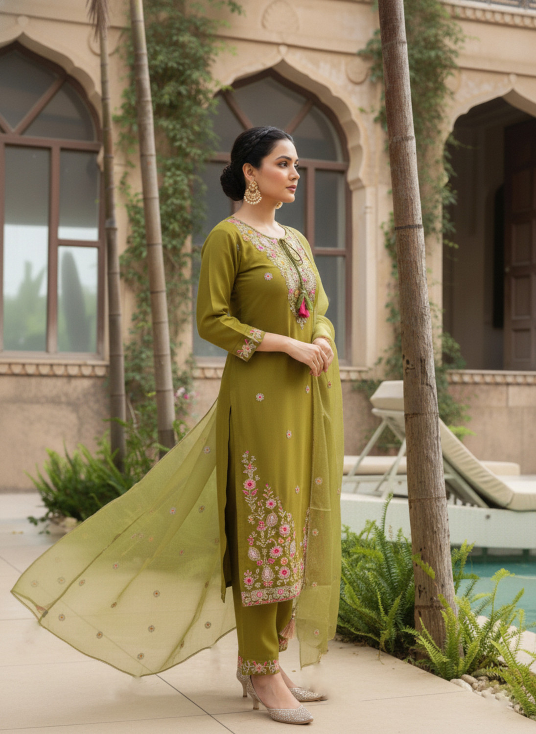 Image of SDK Fashion Printed Kurta, Trouser /Pant & Dupatta Set