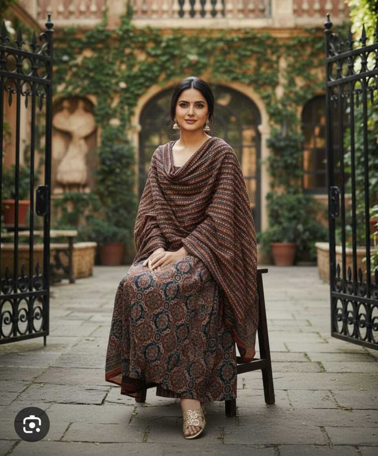 Image of GNCollection Printed Anarkali Kurta, Bottom & Dupatta Set