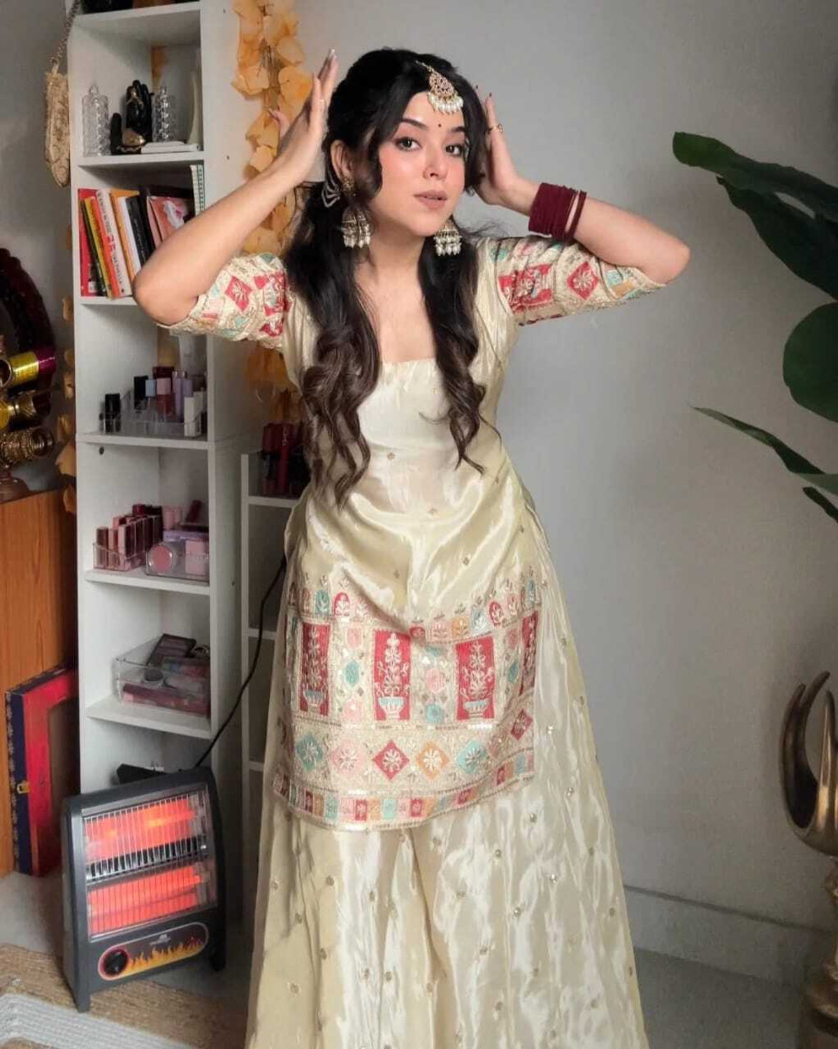 Image of yamuna creation Printed Kurta, Palazzo & Dupatta Set