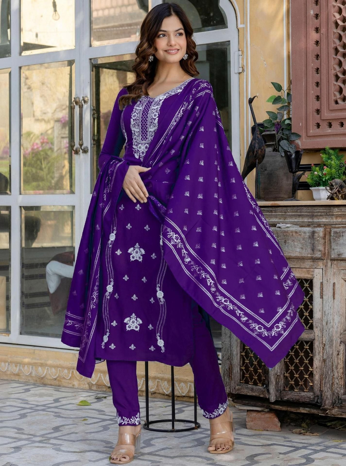 Image of Trendz Tycoon Embroidered Kurta, Salwar & Dupatta Set