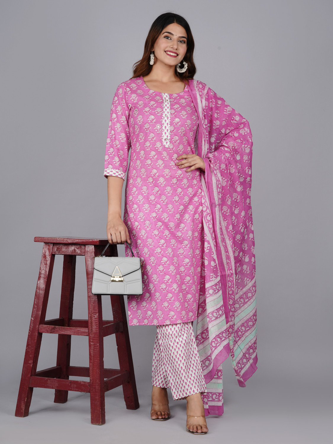 Image of Mishree collection Printed Kurta, Trouser /Pant & Dupatta Set